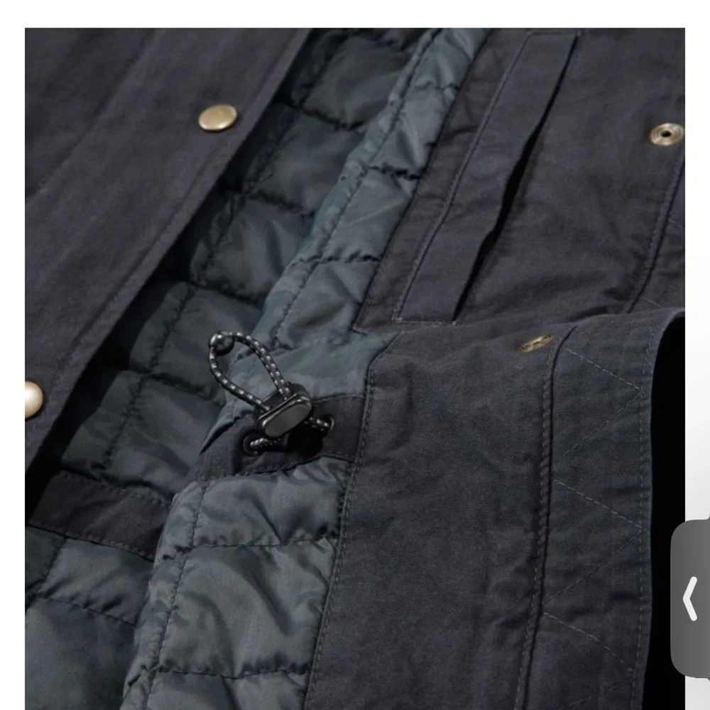 NWT 100% Organic Cotton L.L. Bean Black Coat Parka Removable Faux Fur Trim Hood - Picture 7 of 11